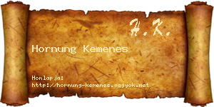 Hornung Kemenes névjegykártya